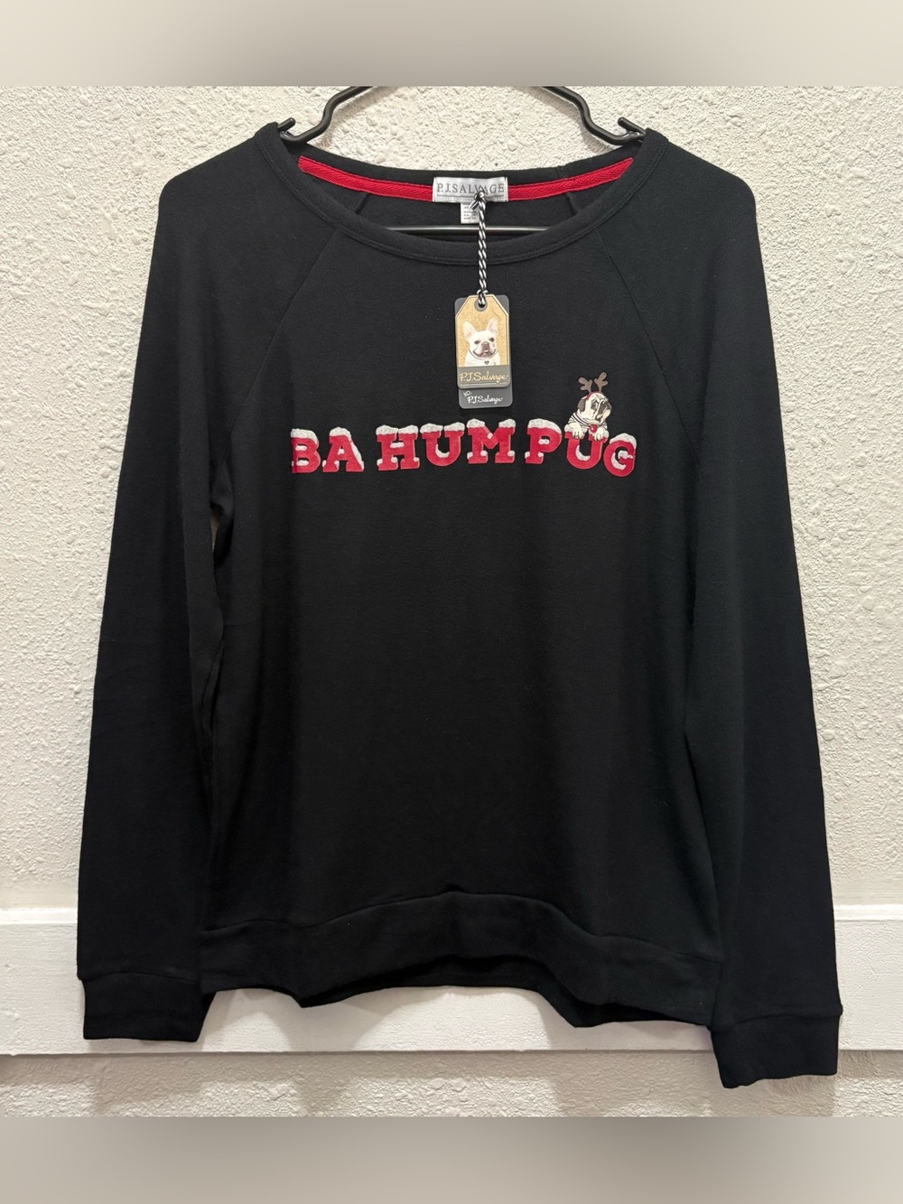 PJ Salvage Christmas Ba Hum Pug Sleep Top NWT Small